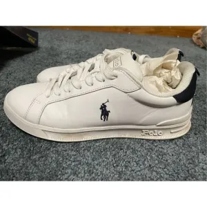Polo Ralph Lauren Heritage Court II Low Shoes White Blue Leather Mens 7D