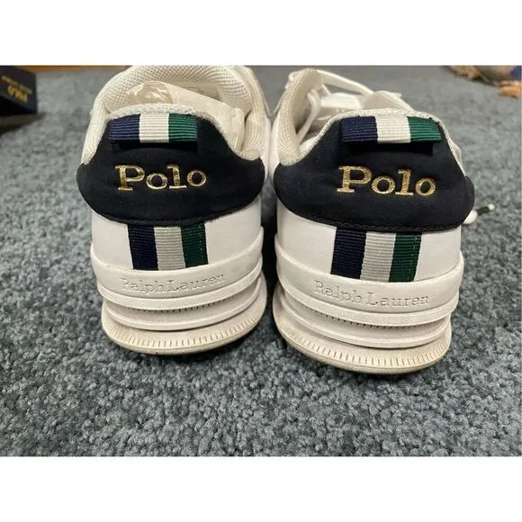 Polo Ralph Lauren Heritage Court II Low Shoes White Blue Leather Mens 7D