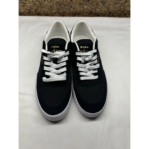 POLO RALPH LAUREN Men's Court VLC Sneaker Black/Black Size 8 Shoes