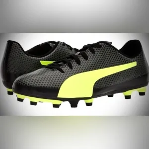Puma Men's Spirit FG Firm Ground Soccer Cleats Shoe Black/Grey/Yellow Size 11.5