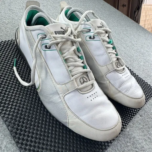 Puma Mercedes AMG Petronas Motorsport Shoes Men 10.5 White Green Racing Sneakers