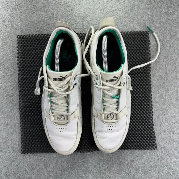 Puma Mercedes AMG Petronas Motorsport Shoes Men 10.5 White Green Racing Sneakers