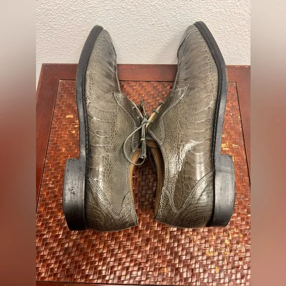 R. Martegani Boutique Line Green/Gray Alligator Lace Up Shoes Size 10