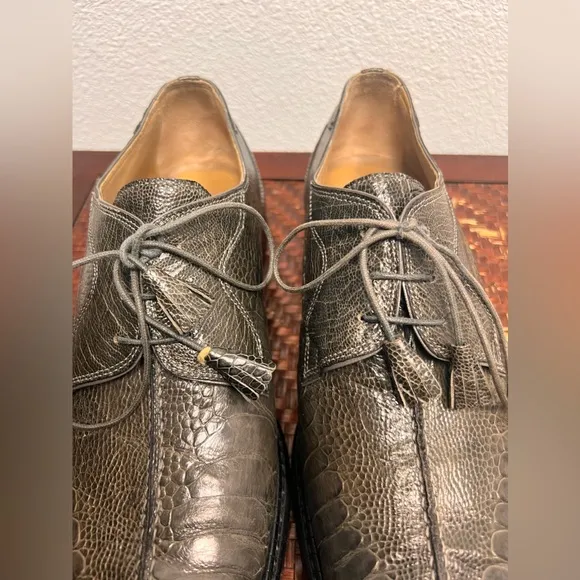 R. Martegani Boutique Line Green/Gray Alligator Lace Up Shoes Size 10