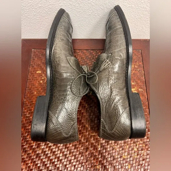 R. Martegani Boutique Line Green/Gray Alligator Lace Up Shoes Size 10