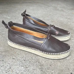 Ralph Lauren Purple Label Perrie Espadrille Shoes Brown Leather