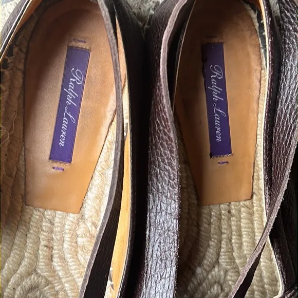 Ralph Lauren Purple Label Perrie Espadrille Shoes Brown Leather