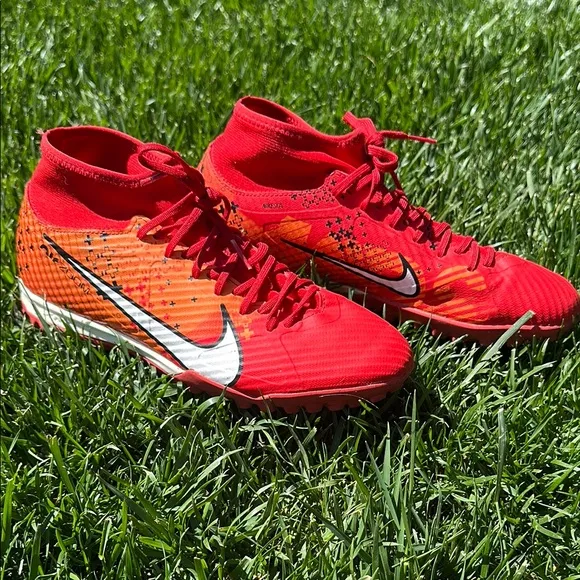Red and Orange Nike Soccer Cleats