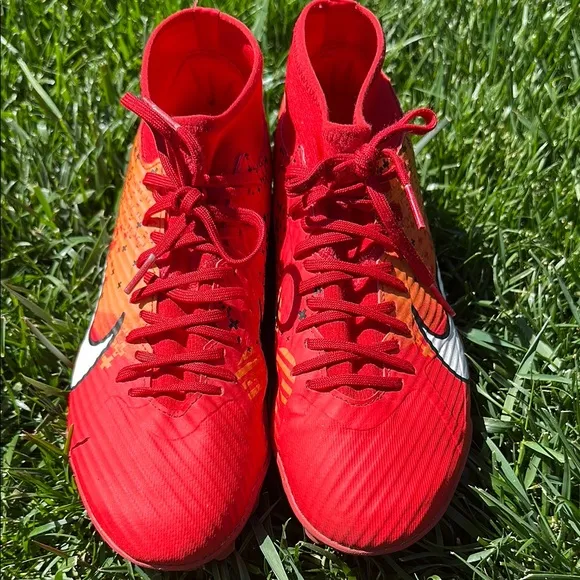 Red and Orange Nike Soccer Cleats