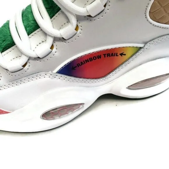 Reebok Question Mid Candy Land x Hasbro Iverson Junior Sz 3 Rainbow Trail GZ0082