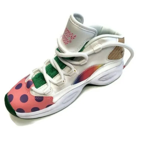 Reebok Question Mid Candy Land x Hasbro Iverson Junior Sz 3 Rainbow Trail GZ0082