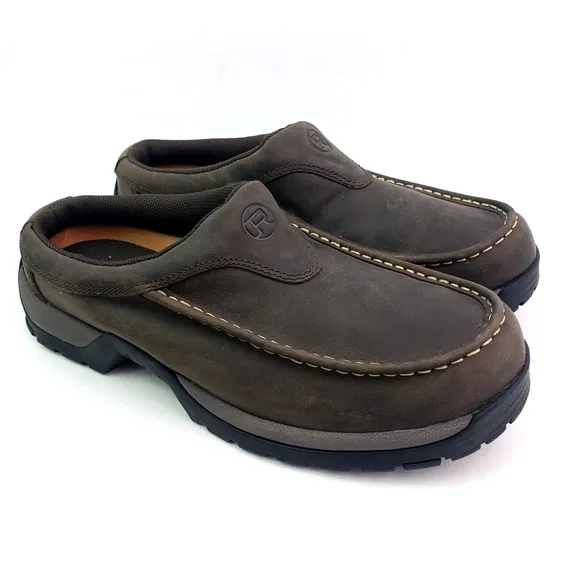 Roper Performance Mens Size 11.5 Brown Leather Slip On Western Mule Clog Shoes