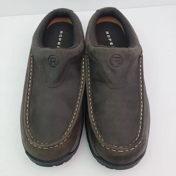 Roper Performance Mens Size 11.5 Brown Leather Slip On Western Mule Clog Shoes