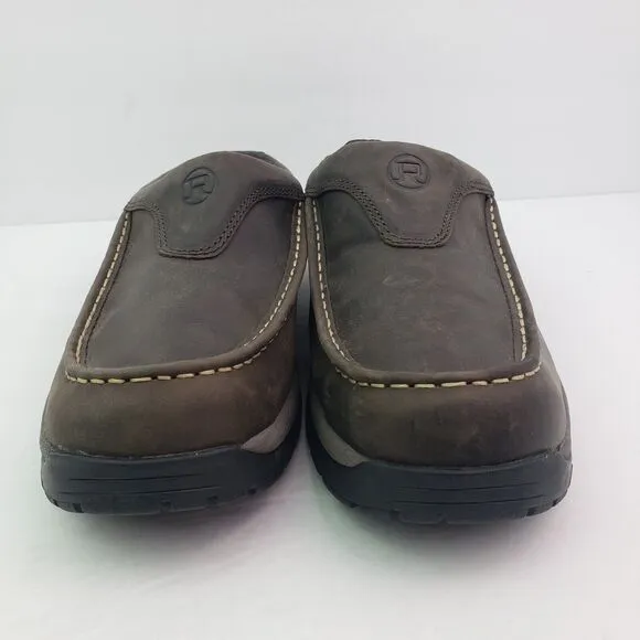 Roper Performance Mens Size 11.5 Brown Leather Slip On Western Mule Clog Shoes