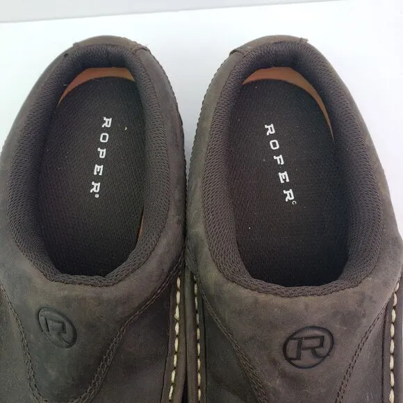 Roper Performance Mens Size 11.5 Brown Leather Slip On Western Mule Clog Shoes