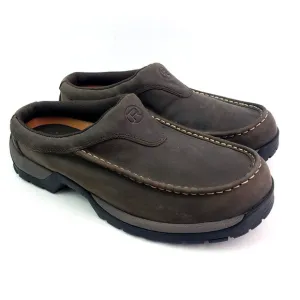 Roper Performance Mens Size 11.5 Brown Leather Slip On Western Mule Clog Shoes
