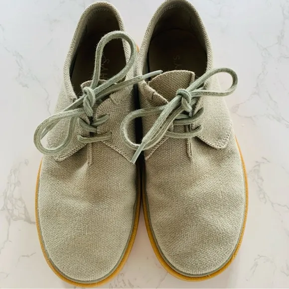 Rothy’s Mens Sea Grass Green The Monty Casual Lace Up Slip On Shoes | Size 9.5