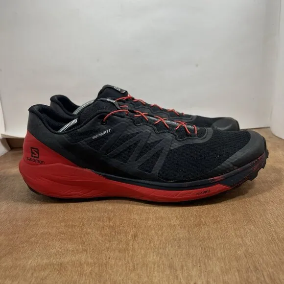 Salomon Sense Ride 4 Men Size 13 Trail Running Shoes Black/Goji Berry/Phantom