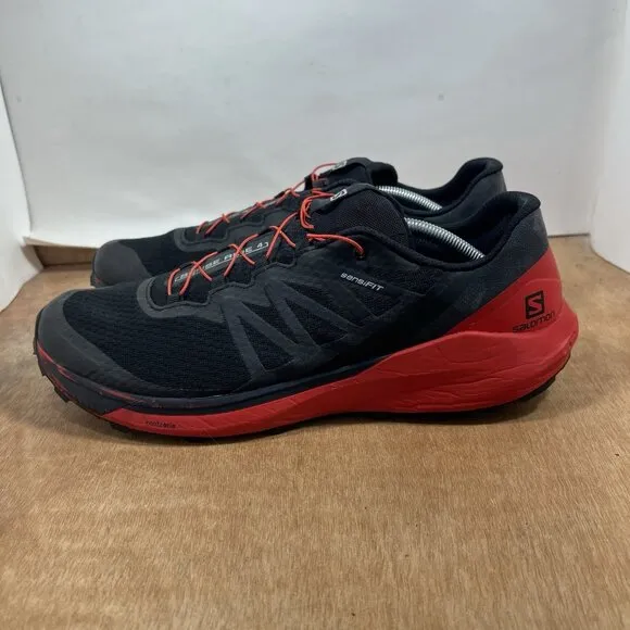 Salomon Sense Ride 4 Men Size 13 Trail Running Shoes Black/Goji Berry/Phantom