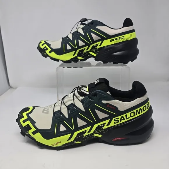 Salomon Speedcross 6 GTX Almond Milk Men’s Size 10.5 Trail Shoes Lime Green