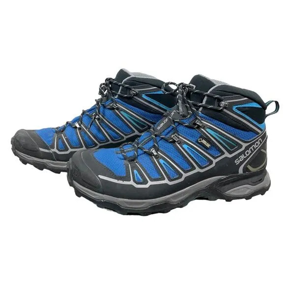 Salomon X Ultra Mid Hiking Shoes GoreTex Blue Black Men’s 9.5 Trail Outdoors