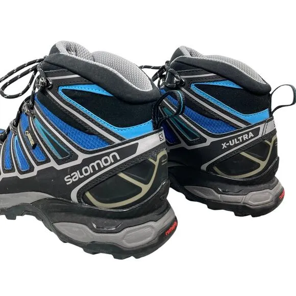 Salomon X Ultra Mid Hiking Shoes GoreTex Blue Black Men’s 9.5 Trail Outdoors