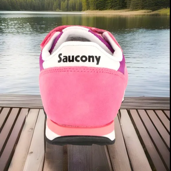 Saucony Jazz Double Hook &amp; Loop Leather &amp; Suede EVA Foam Footbed Comfy Sneakers