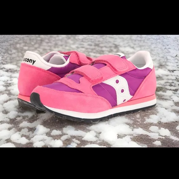 Saucony Jazz Double Hook &amp; Loop Leather &amp; Suede EVA Foam Footbed Comfy Sneakers