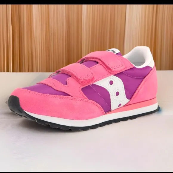 Saucony Jazz Double Hook &amp; Loop Leather &amp; Suede EVA Foam Footbed Comfy Sneakers