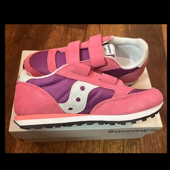 Saucony Jazz Double Hook &amp; Loop Leather &amp; Suede EVA Foam Footbed Comfy Sneakers