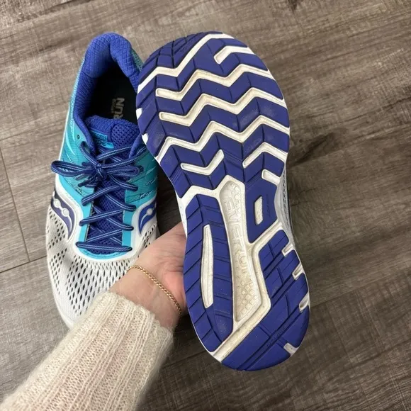 Saucony Ride 10 Road-Running Shoes Blue White Size 10.5 (10 1/2)