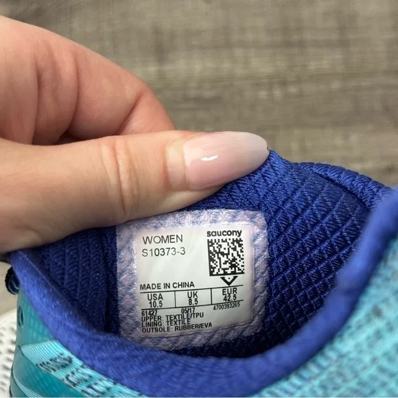 Saucony Ride 10 Road-Running Shoes Blue White Size 10.5 (10 1/2)