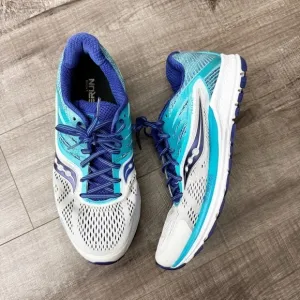 Saucony Ride 10 Road-Running Shoes Blue White Size 10.5 (10 1/2)