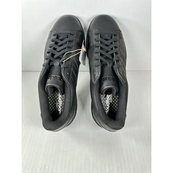 Size 10 adidas Grand Court 2.0 Cloudfoam Sneaker Black Leather Shoe Mens GW9198