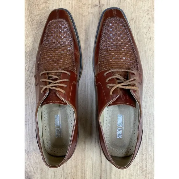 Stacy Adams Winthrop 25242 Moc Split Toe Oxford Men's Dress Shoe Cognac 9.5M