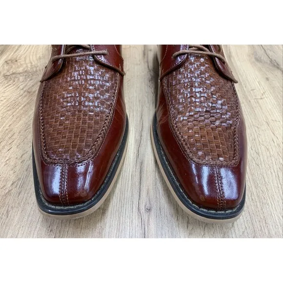 Stacy Adams Winthrop 25242 Moc Split Toe Oxford Men's Dress Shoe Cognac 9.5M