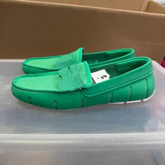 SWIMS Penny Loafer Shoes Mens 8.5 Grass Green Slip On Boat Deck Mesh Comfort NEW