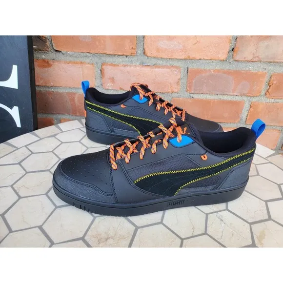 Sz 13 Puma Rebound V6 Low Open Road Lace Up  Mens Black Sneaker Dunk Shoes