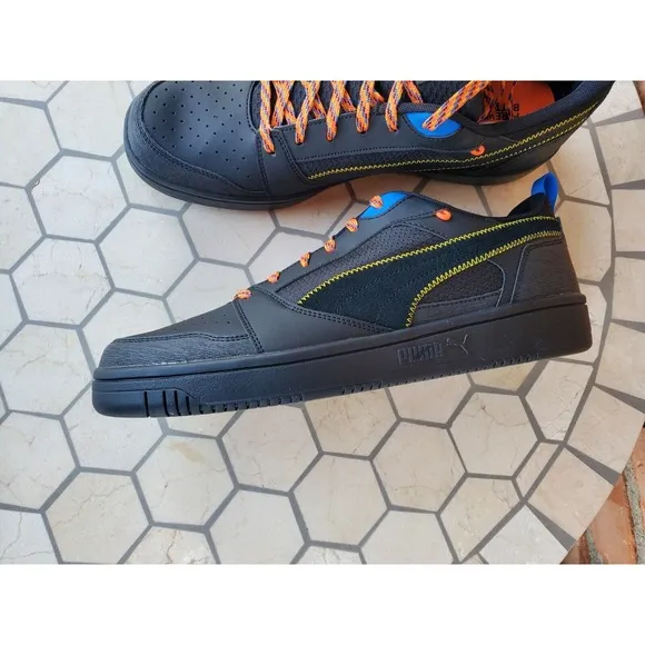 Sz 13 Puma Rebound V6 Low Open Road Lace Up  Mens Black Sneaker Dunk Shoes