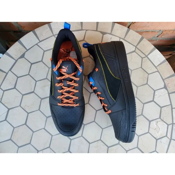 Sz 13 Puma Rebound V6 Low Open Road Lace Up  Mens Black Sneaker Dunk Shoes