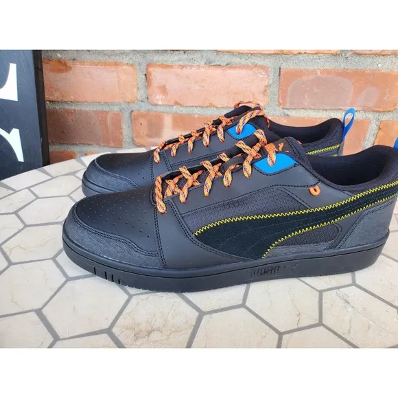 Sz 13 Puma Rebound V6 Low Open Road Lace Up  Mens Black Sneaker Dunk Shoes