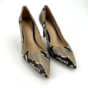 Ted Baker Alesiya Snakeskin-Print Leather Heels Court‎ Shoes size 37.5