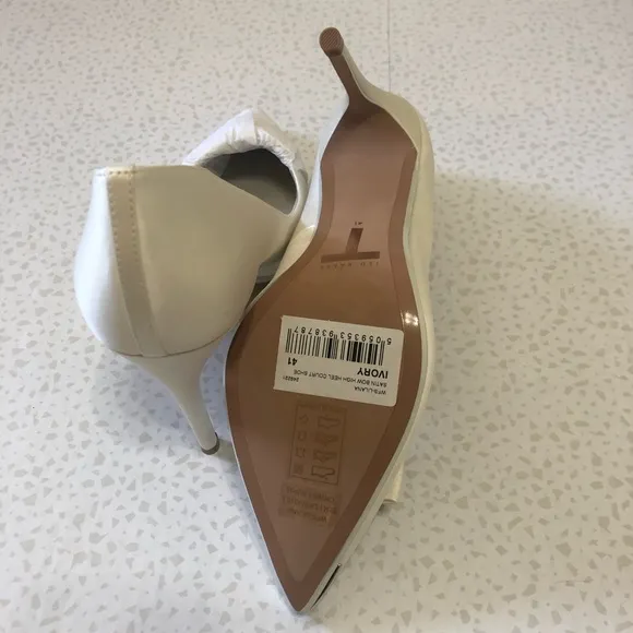 Ted Baker London Women’s Lilana Satin Bow High Heel Court Shoes Ivory Size 10.5