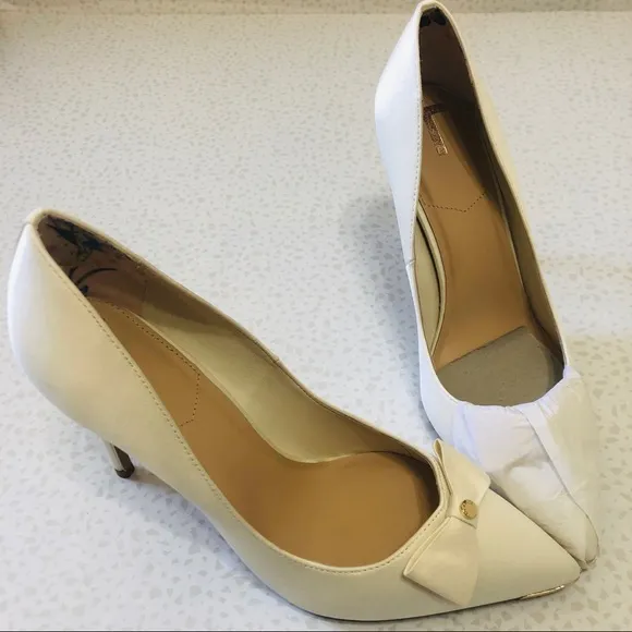 Ted Baker London Women’s Lilana Satin Bow High Heel Court Shoes Ivory Size 10.5