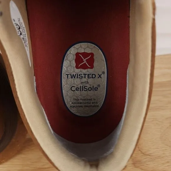 Twisted X Oblique Toe Shoes Mens Size 8 Wide Clay Cocoa Slip On‎ Casual MFS0002