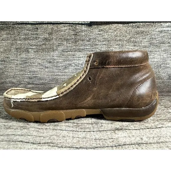 Twisted X Mens Chukka Driving Moc Stars Stripes No laces Leather Men’s Sz 7