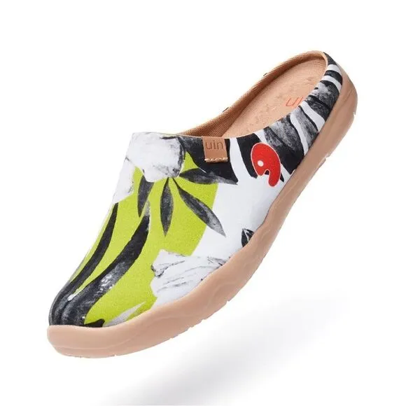 UIN Men's Slipper Mules Walking Casual Travel Shoes (Hibiscus in Full Bloom )