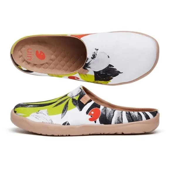 UIN Men's Slipper Mules Walking Casual Travel Shoes (Hibiscus in Full Bloom )