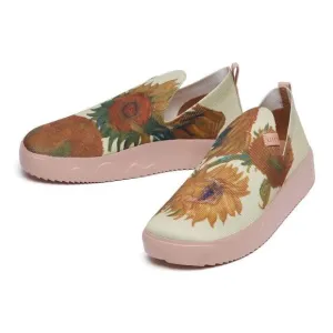 UIN Women's Slip On Knitted Comfort Shoes (Fuerteventura- Van Gogh Sunflowers)