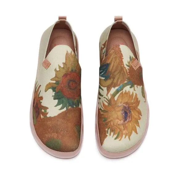 UIN Women's Slip On Knitted Comfort Shoes (Fuerteventura- Van Gogh Sunflowers)